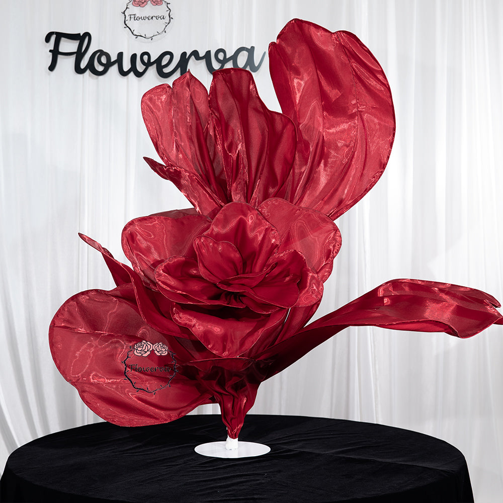 Flowerva Crimson Dream Floral Heart Silk Textured Table Flower