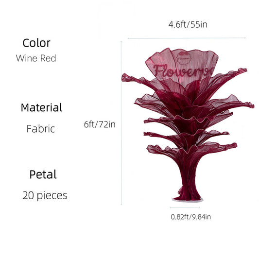 Flowerva Wine red Table Flower Wedding Decoration (With Base)