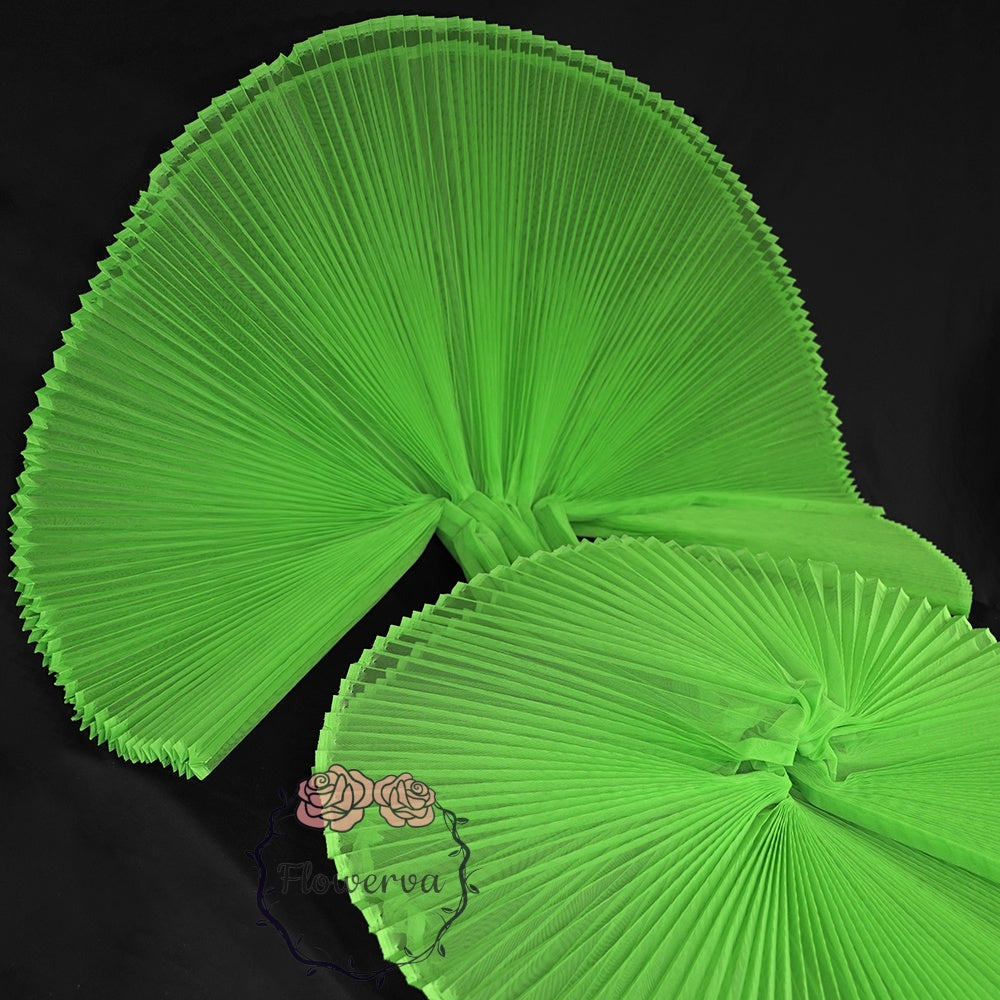 Grand tissu froissé en organza plissé vert herbe 6324