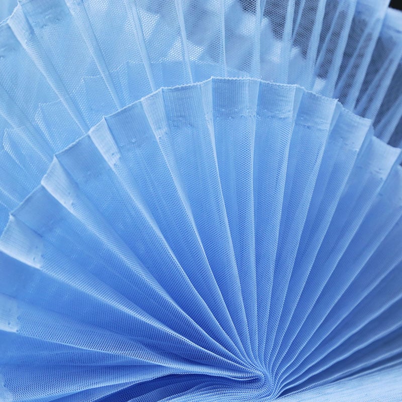 Flowerva Sky Blue Great Pleated Organza Crinkle Fabric 6324