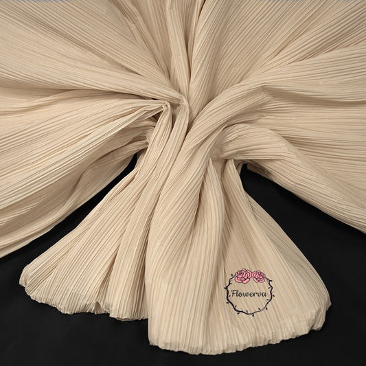 Flowerva Beige Flowerva Pleated Decoration Printmaking Fabric