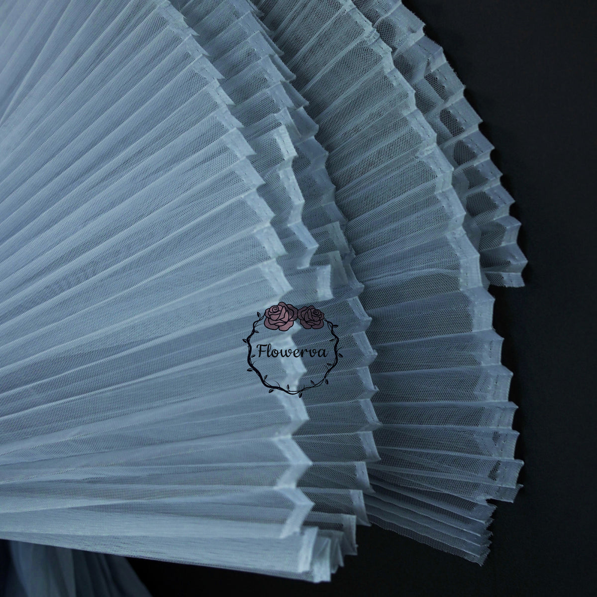 Grand tissu froissé en organza plissé bleu grisâtre 6324