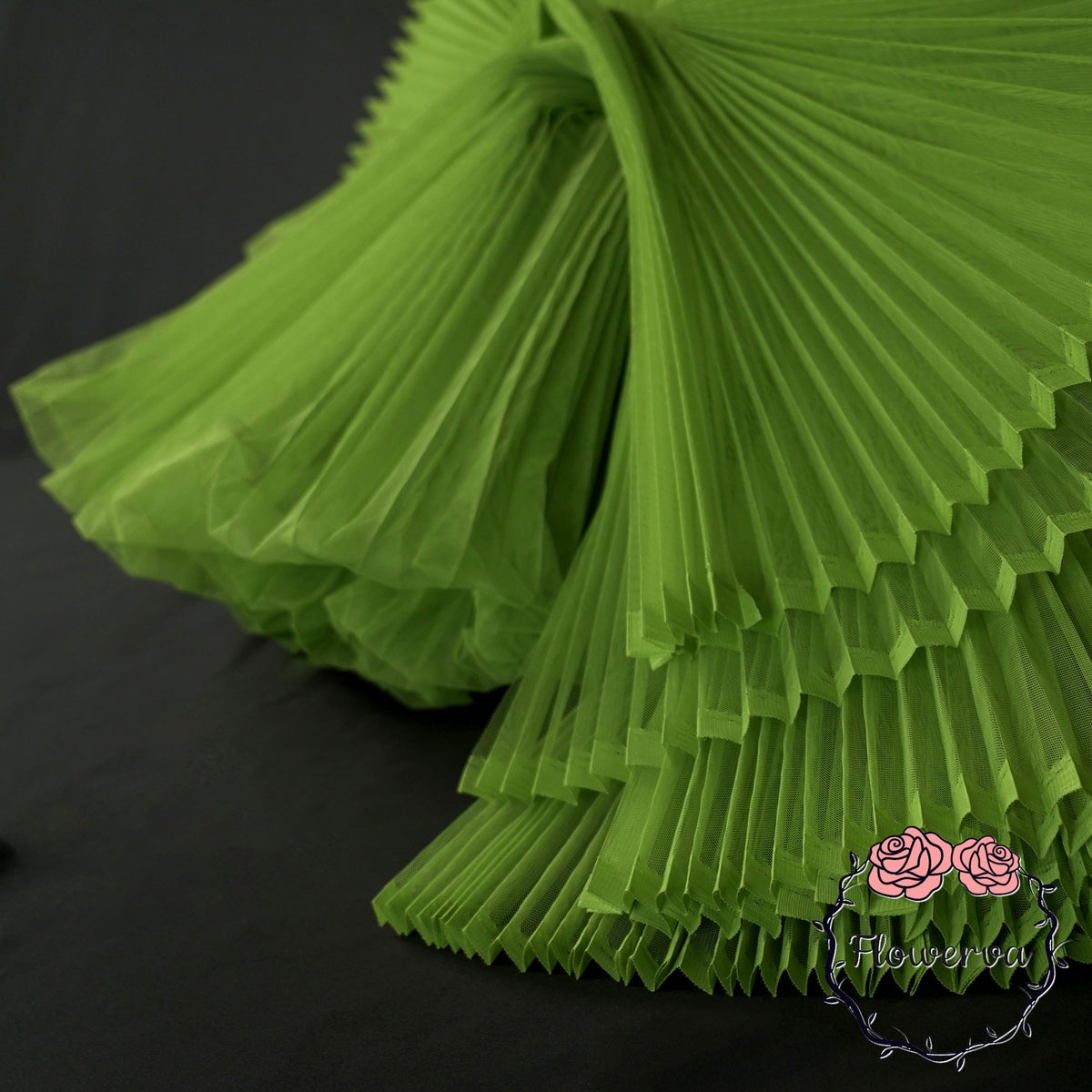 Tissu froissé en organza plissé vert avocat, grand orgue, 6324