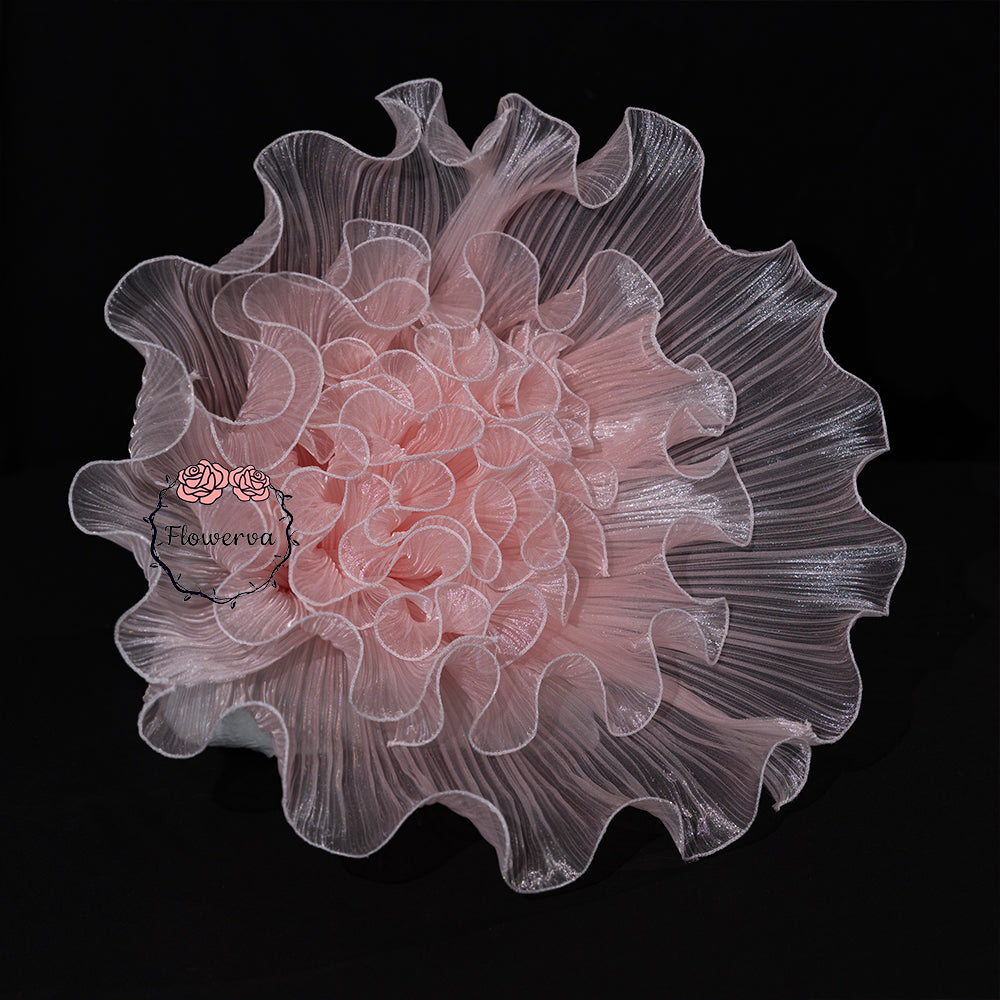 Flowerva Light Pink Gradient Ruffled Sheer Fabric Decor Flower