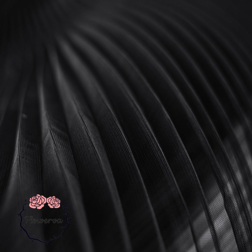 Grand tissu froissé en organza plissé noir 6324