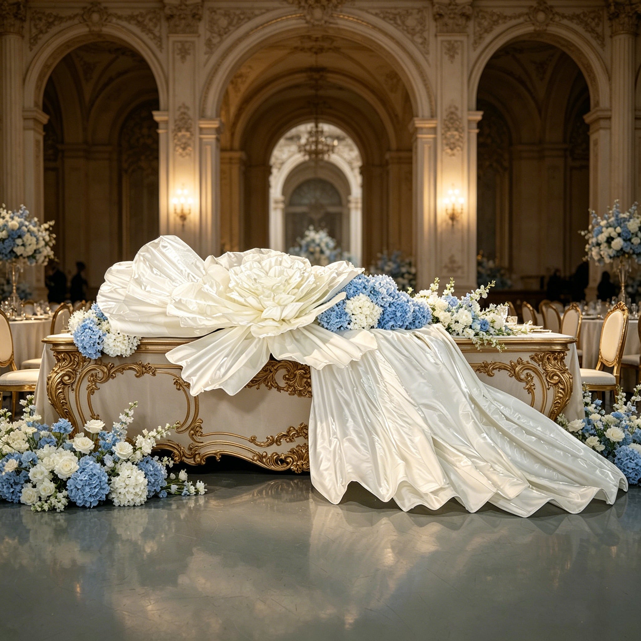 Flowerva Opulent Satin Atelier Installation Wedding Decor
