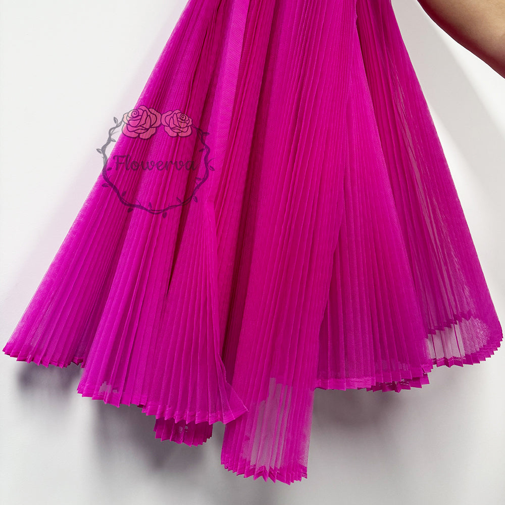 Grand tissu froissé en organza plissé magenta 6324