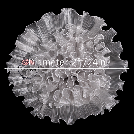 Flowerva Silvery Gray Sheer Ruffled Fabric Decor Flower