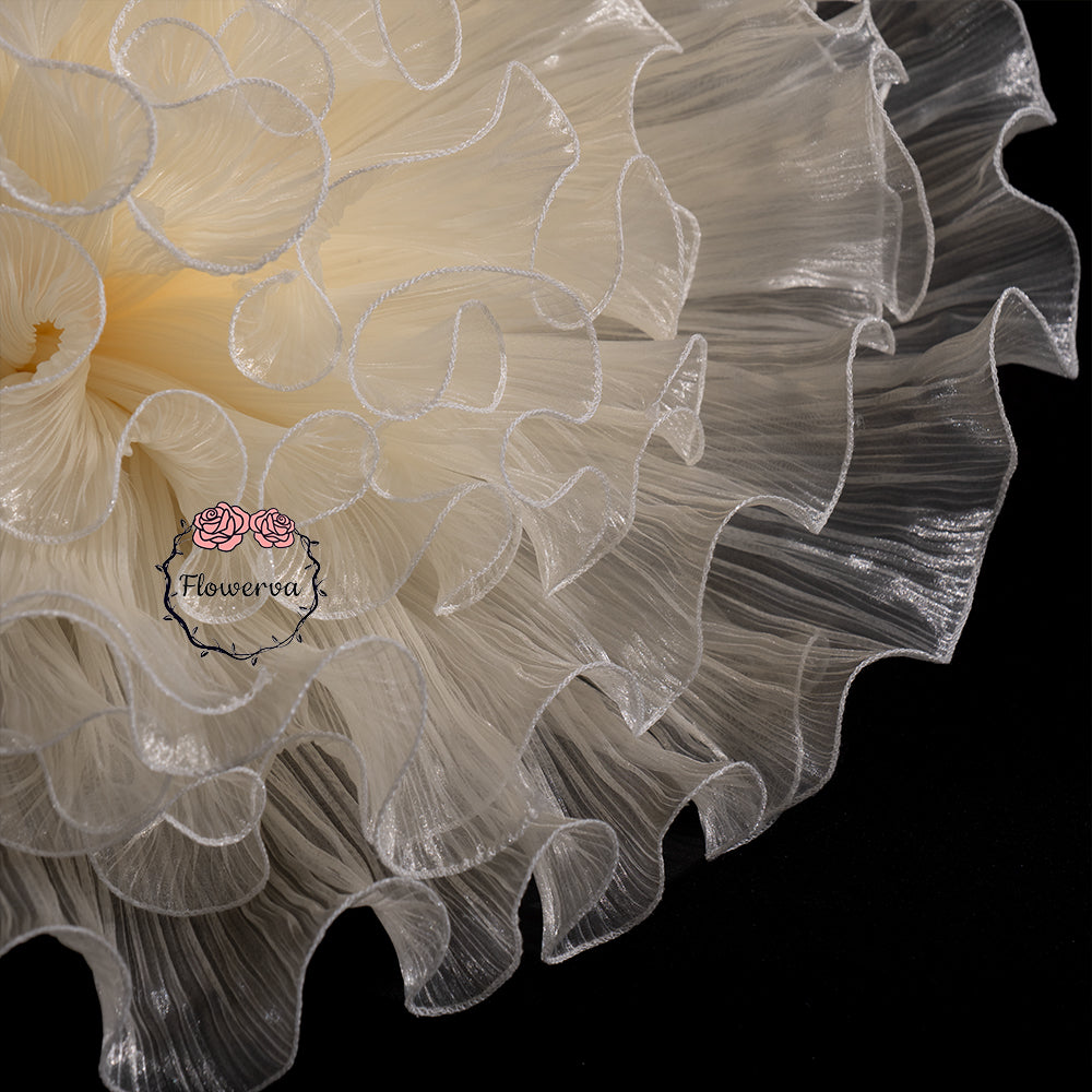Flowerva Champagne Translucent Ruffled Shimmer Fabric Flower Decor