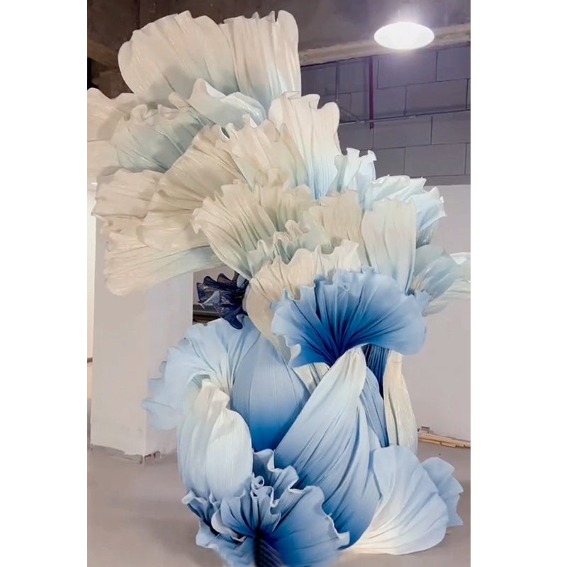 Flowerva Pleated Gradient Color Textured Fabric Handmade DIY Decoration