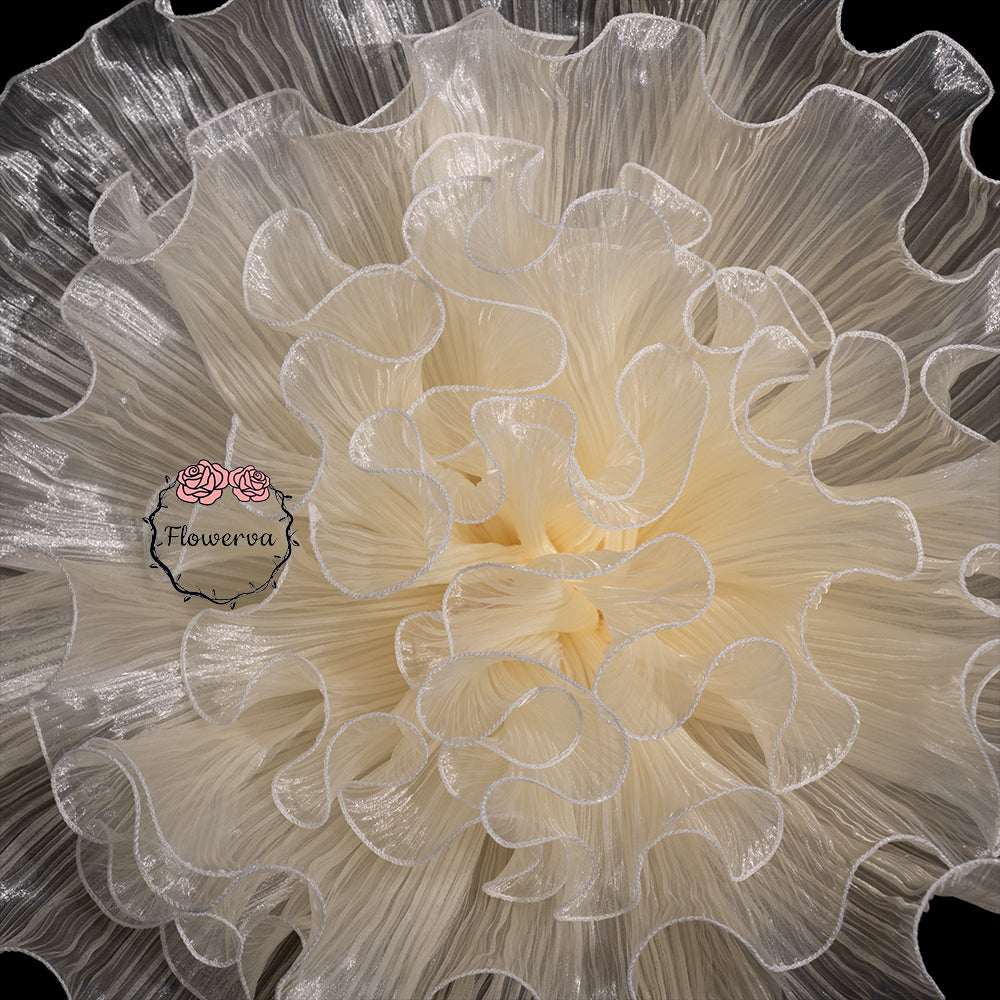 Flowerva Champagne Translucent Ruffled Shimmer Fabric Flower Decor