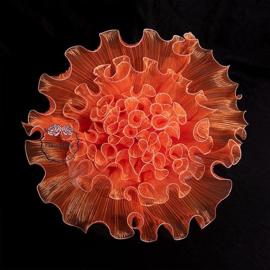 Flowerva Luminous Orange Gradient Ruffled Sheer Fabric Decor Flower