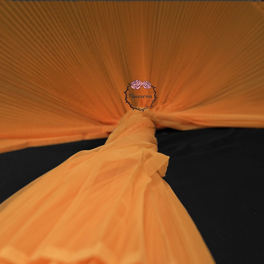 Grand tissu froissé en organza plissé orange 6324