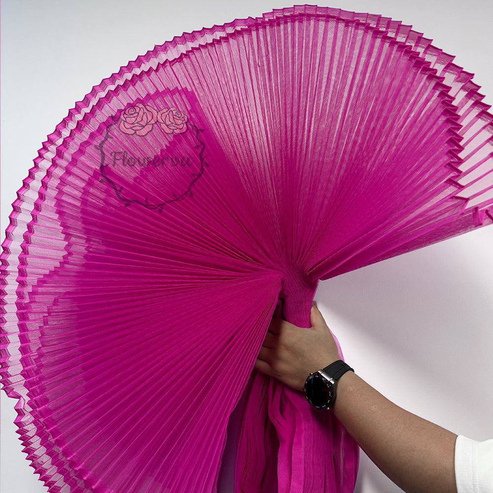 Grand tissu froissé en organza plissé magenta 6324