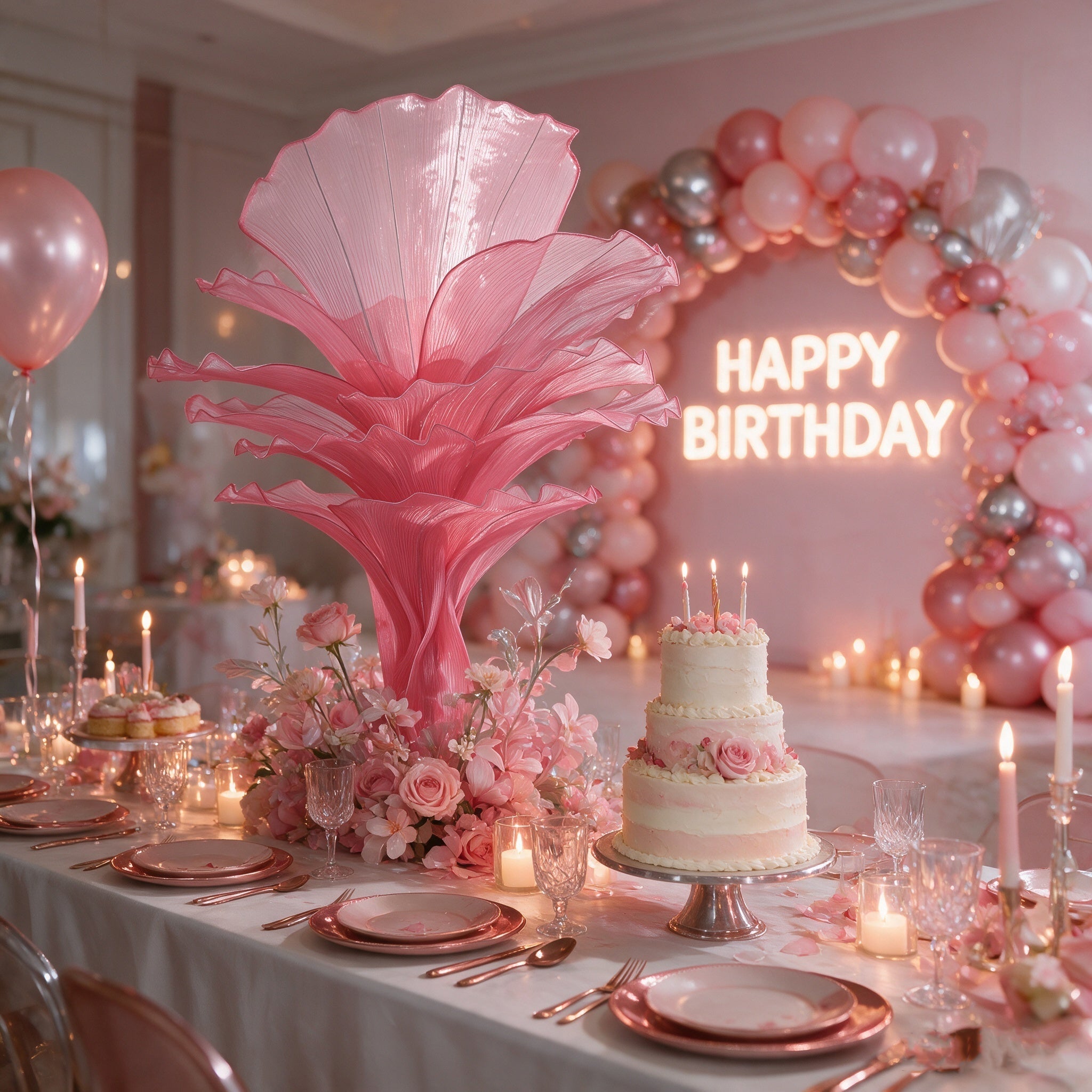 Flowerva Rose Red Table Flower Wedding Decoration (With Base)