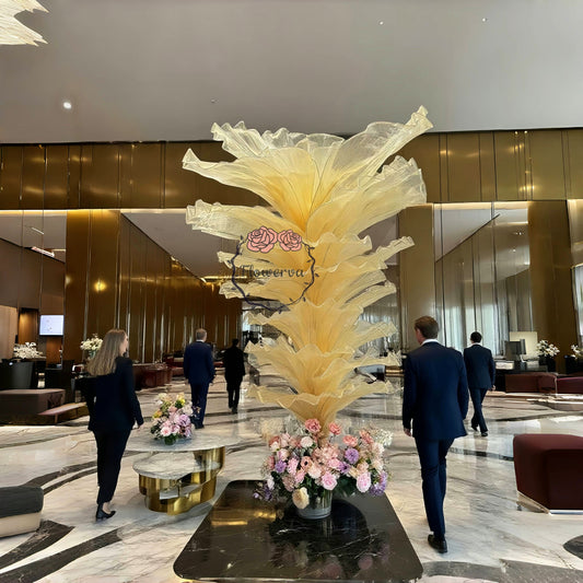 'Flowerva Crown of the Hall"Giant Light Luxury Blooming Floral Wedding Event Installation