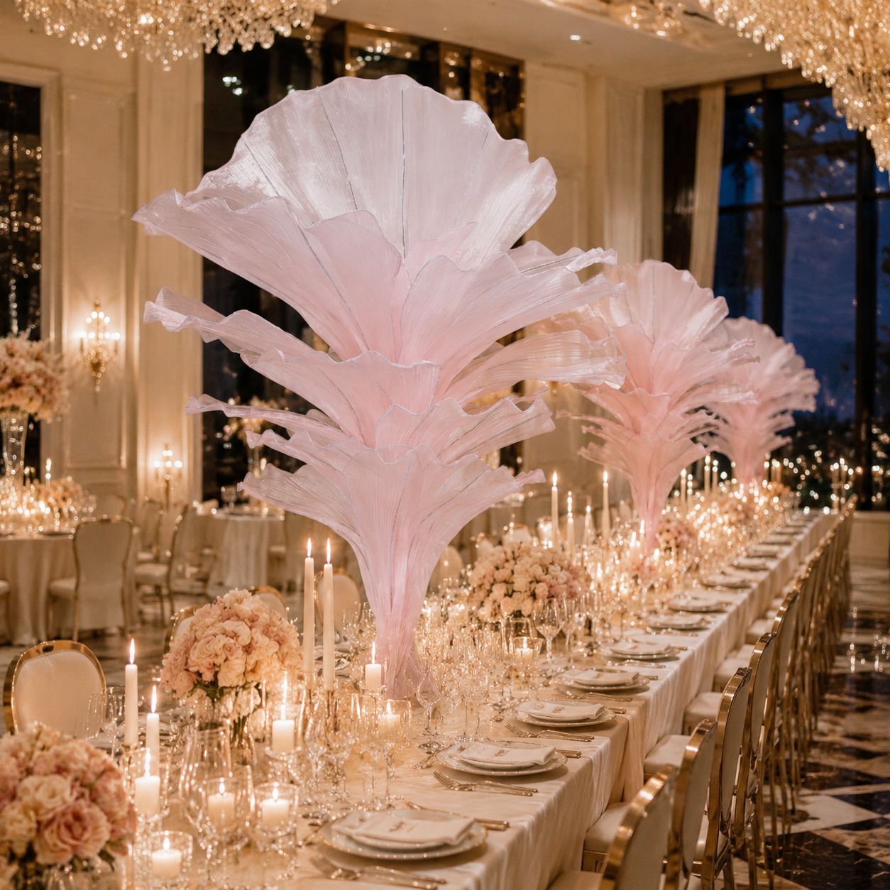Flowerva Light Pink Table Flower Wedding Decoration (With Base)