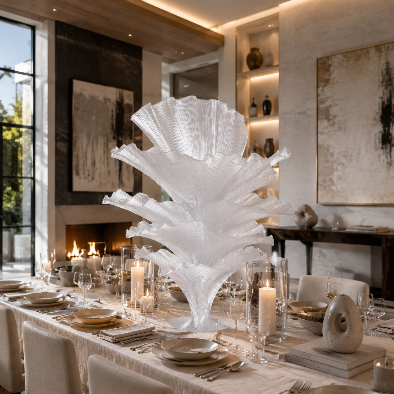 Flowerva Pure White Artistic Wedding Table Decorations
