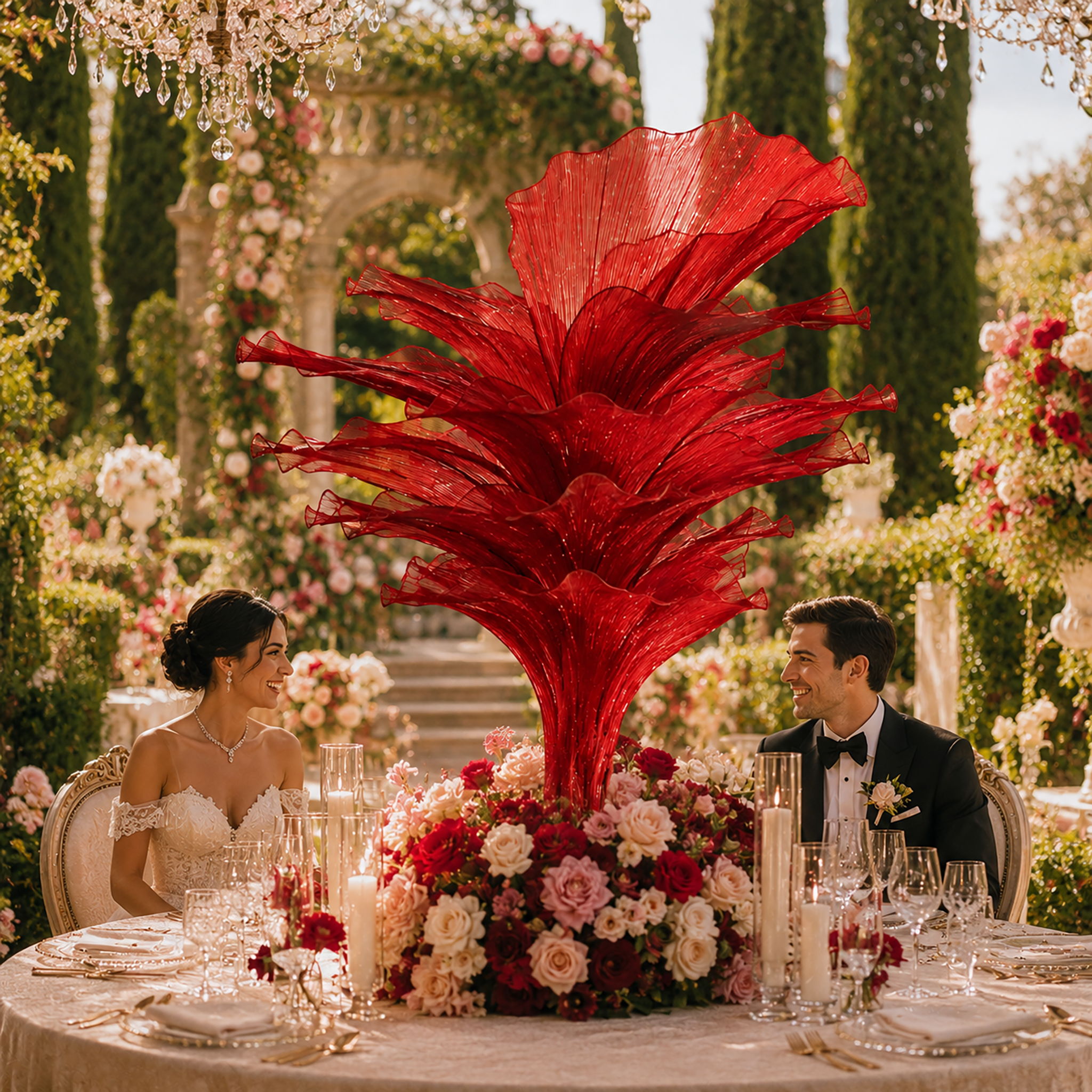 Flowerva Red Vintage Aesthetic Wedding Home Art Installation