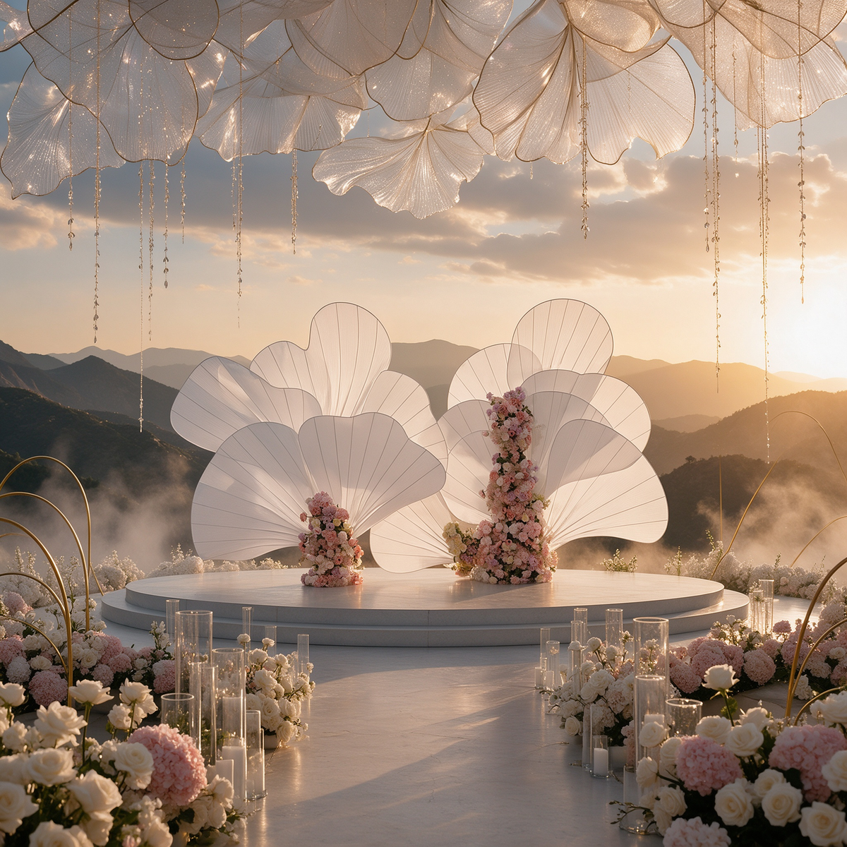 Flowerva Sheer Fanform Decor | Luxury Wedding & Event Decor(Without Artificial Flowers)