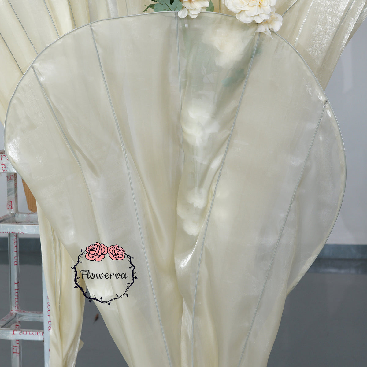 Flowerva Oversized Ivory Fabric Floral Installation for Weddings & Events (Without Artificial Flowers)