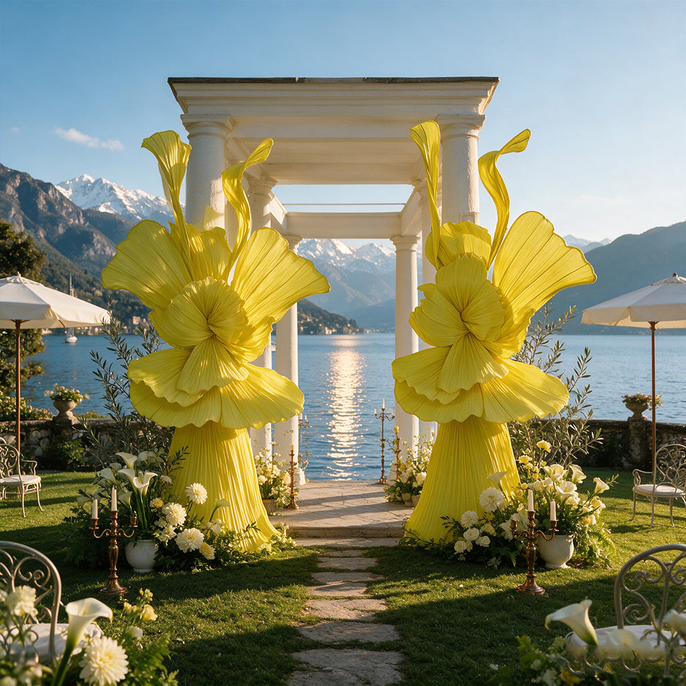 Flowerva Bright Yellow Curve Sculpture Wedding & Event Decor