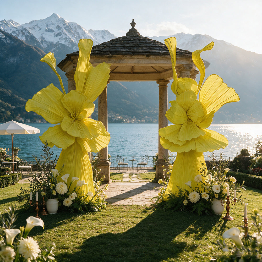 Flowerva Bright Yellow Curve Sculpture Wedding & Event Decor