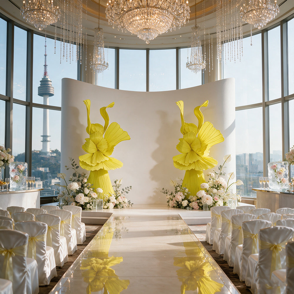 Flowerva Bright Yellow Curve Sculpture Wedding & Event Decor