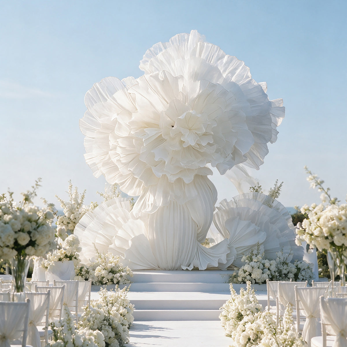 Flowerva Cloud Petal Giant White Fabric Floral Wedding Decor