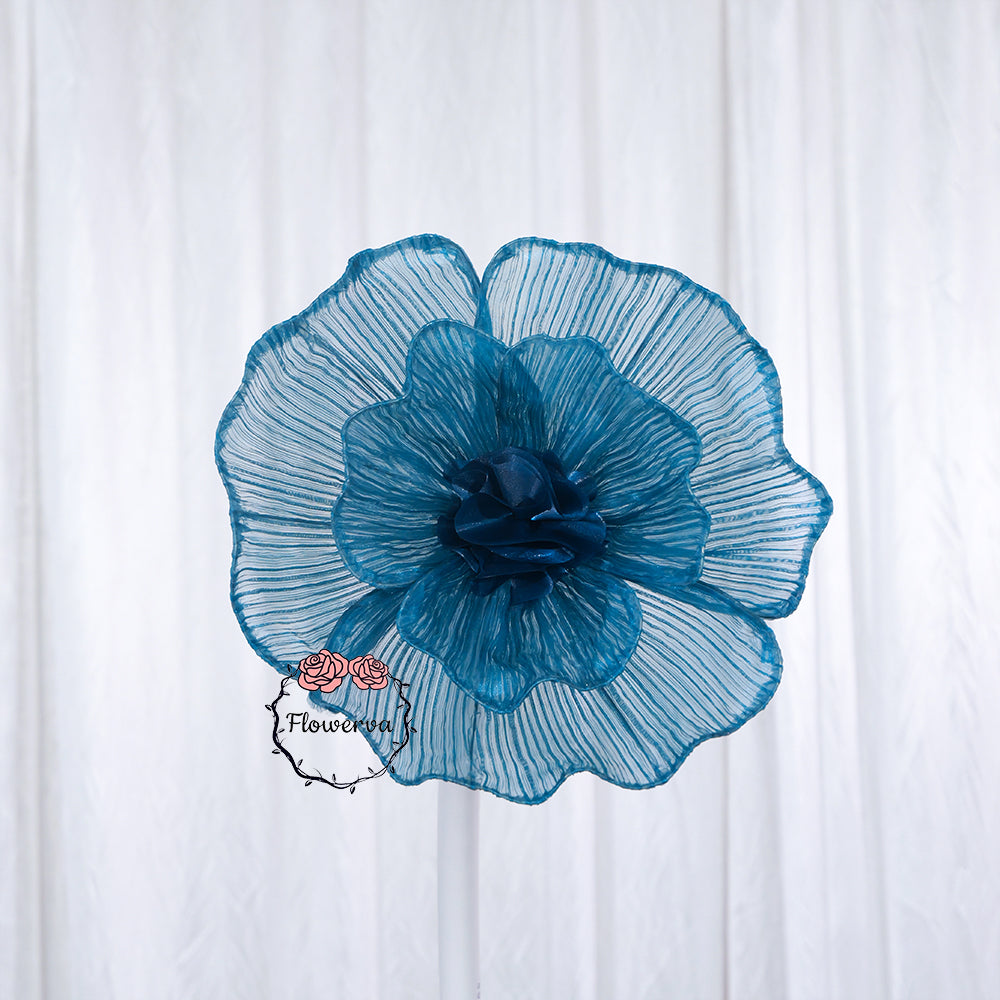 Flowerva Giant Tulle Flower Centerpiece Wedding Decor Deep Lake Blue