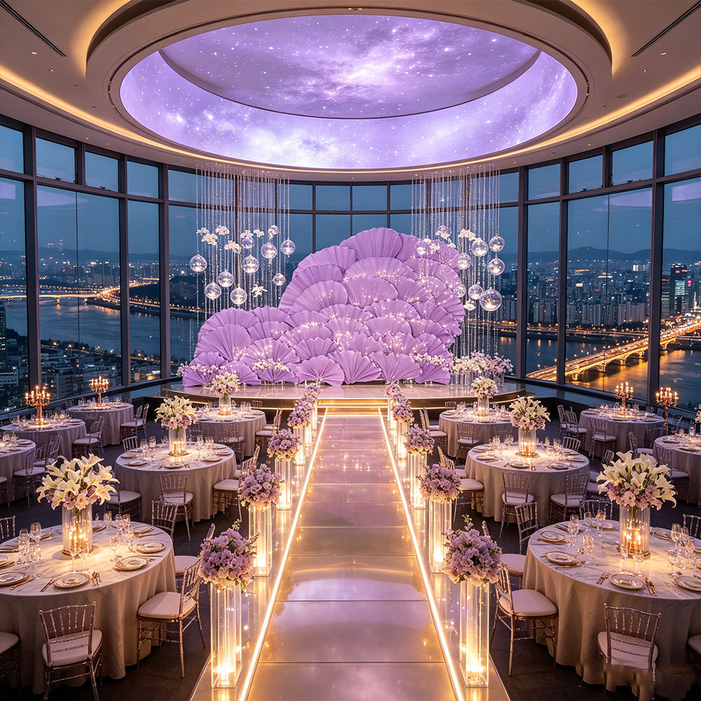 Flowerva Giant Crystal Purple Petal Wave Wedding Party Decoration