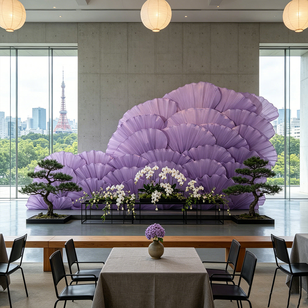 Flowerva Giant Crystal Purple Petal Wave Wedding Party Decoration