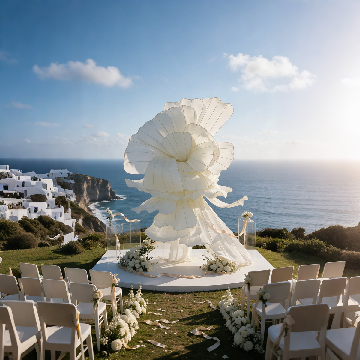 Flowerva Giant Ivory Flowing Flying Sky Event Decor