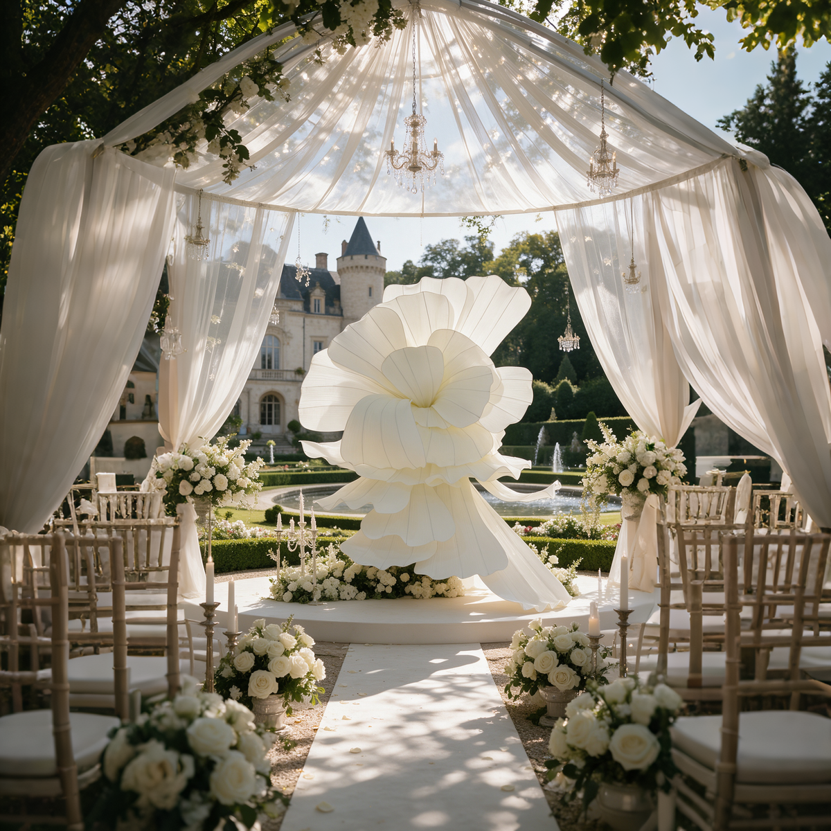 Flowerva Giant Ivory Flowing Flying Sky Event Decor