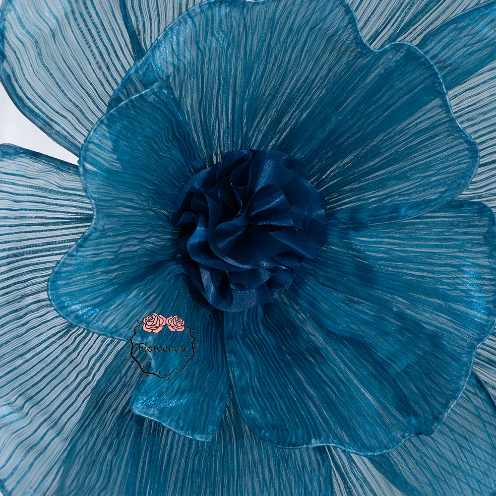 Flowerva Giant Tulle Flower Centerpiece Wedding Decor Deep Lake Blue