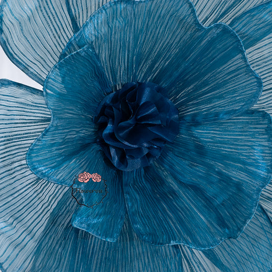 Flowerva Giant Tulle Flower Centerpiece Wedding Decor Deep Lake Blue