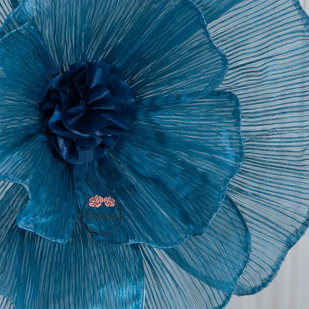 Flowerva Giant Tulle Flower Centerpiece Wedding Decor Deep Lake Blue