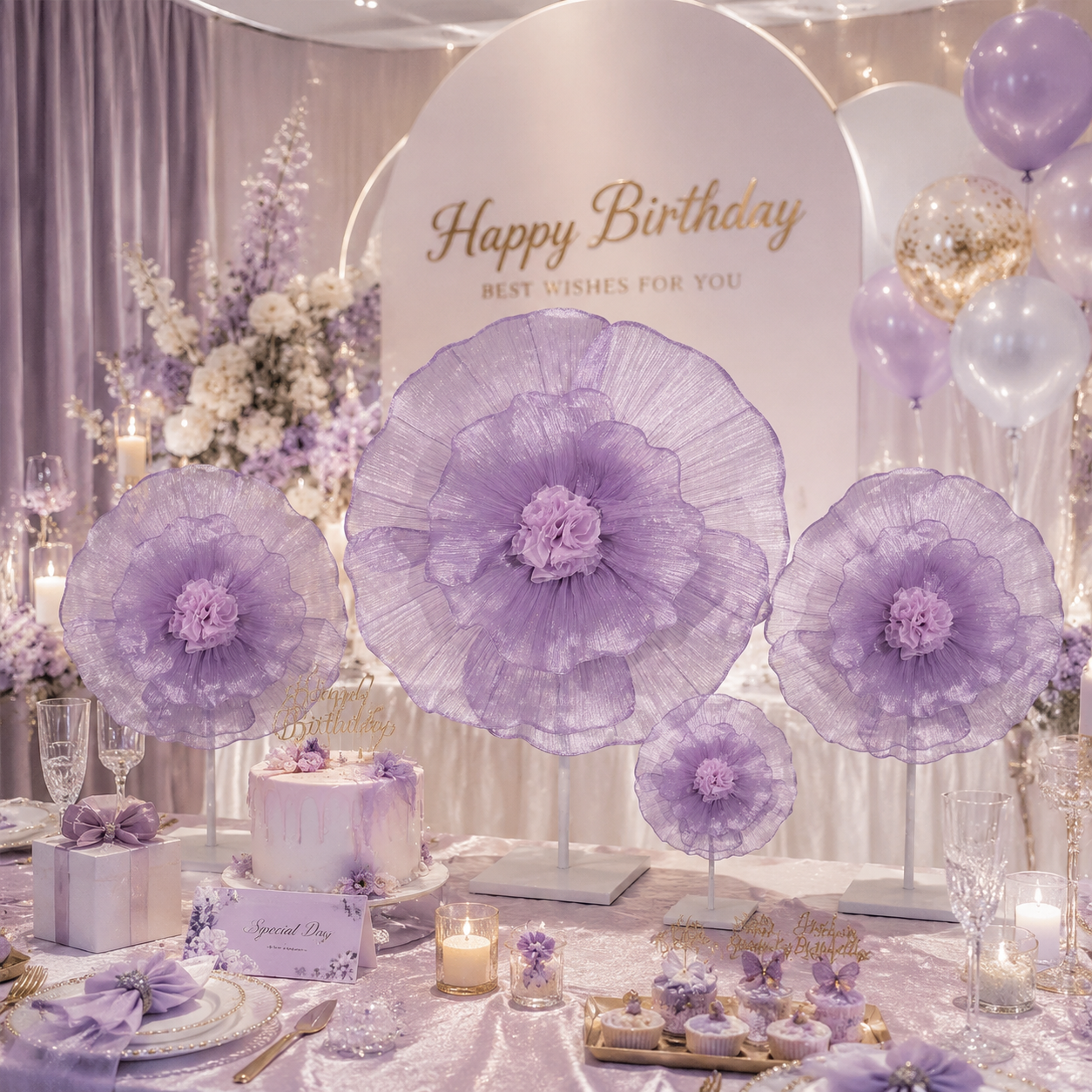 Flowerva Fabric Giant Flower Centerpiece Luxury Wedding & Event Decor