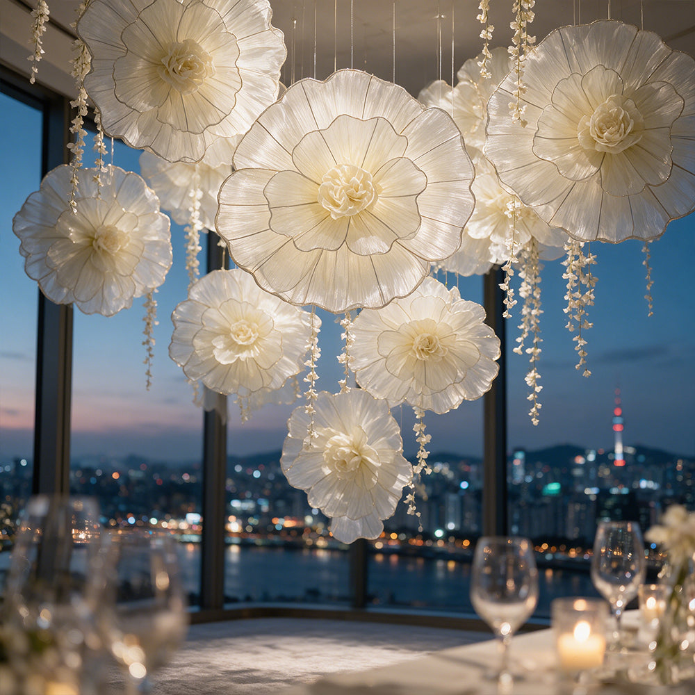 Flowerva Giant Tulle Flower Centerpiece Wedding Decor Champagne