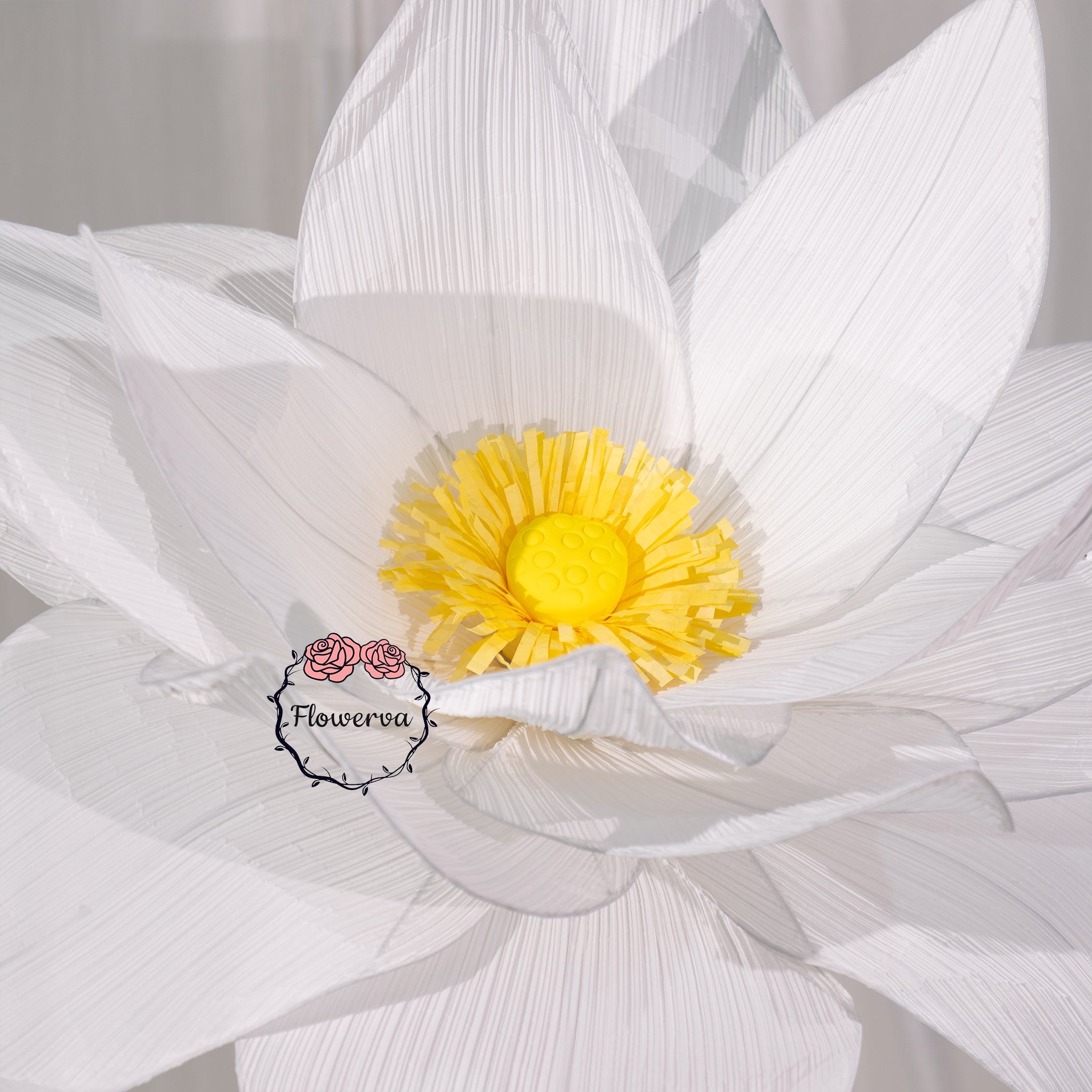 Flowerva Giant White Standing Lotus Floor Floral Decor