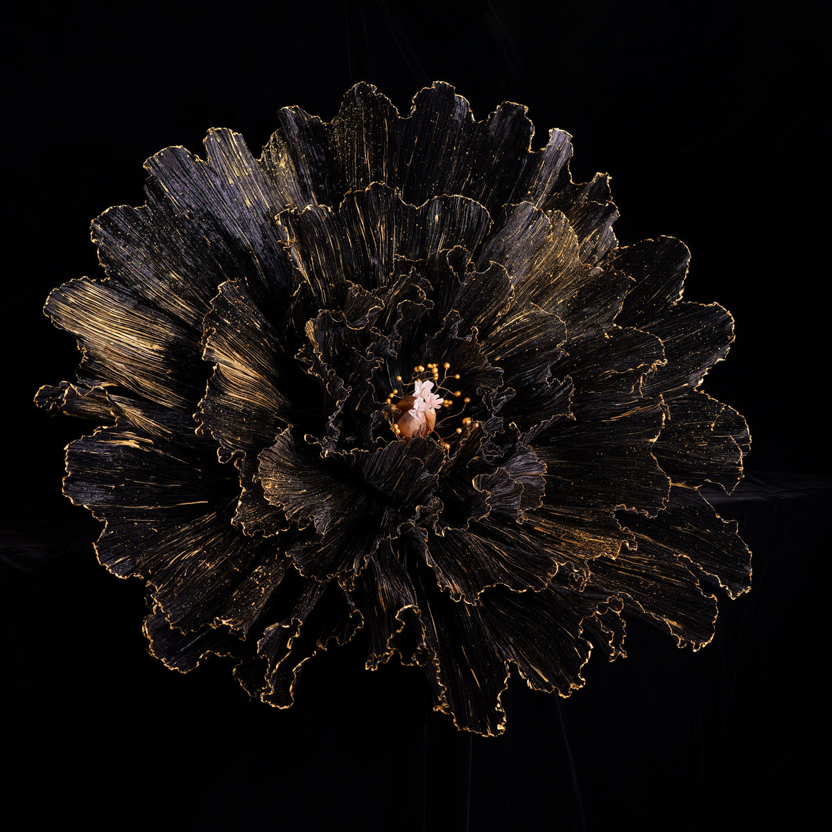 Flowerva Gilded Shadow Fabric Flower | Luxury Wedding Statement Floral & Event Decor