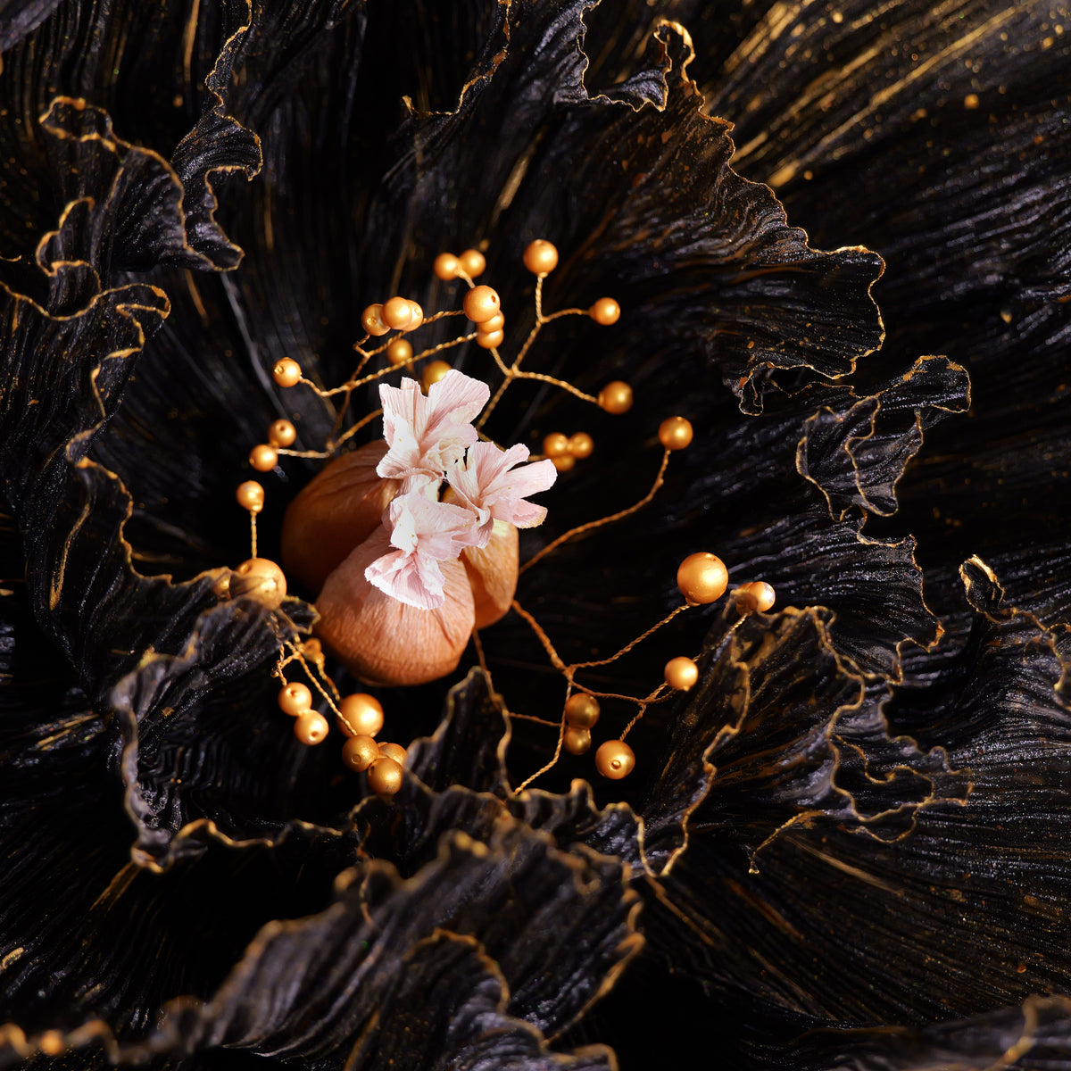 Flowerva Gilded Shadow Fabric Flower | Luxury Wedding Statement Floral & Event Decor