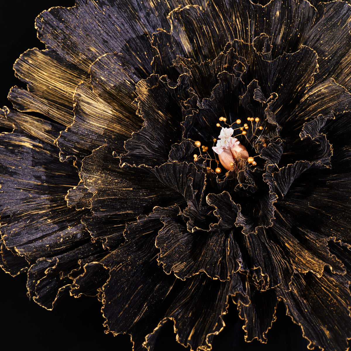 Flowerva Gilded Shadow Fabric Flower | Luxury Wedding Statement Floral & Event Decor