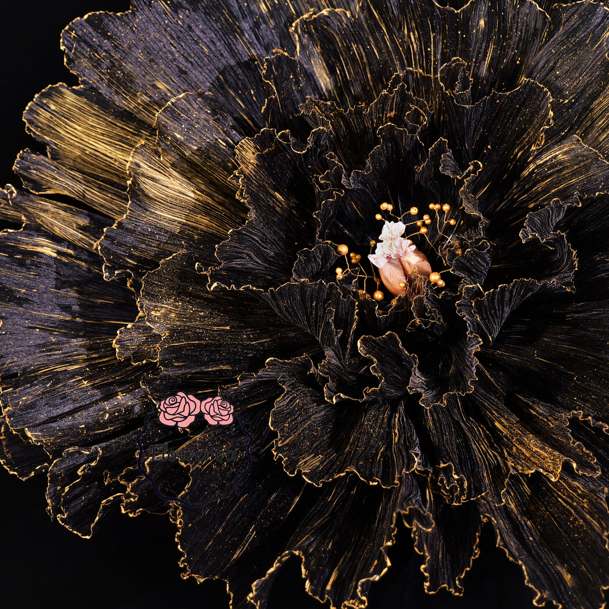 Flowerva Gilded Shadow Fabric Flower | Luxury Wedding Statement Floral & Event Decor