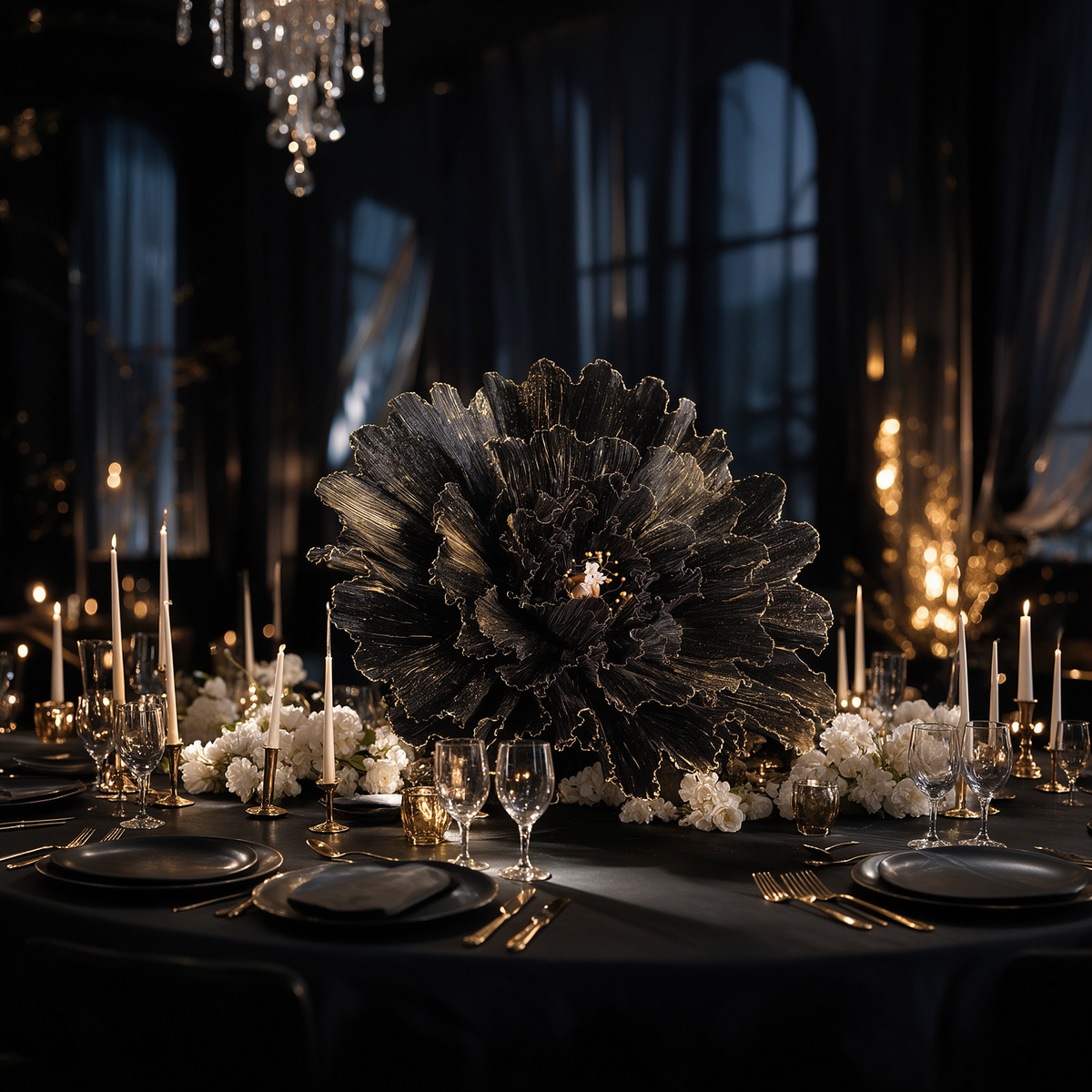 Flowerva Gilded Shadow Fabric Flower | Luxury Wedding Statement Floral & Event Decor