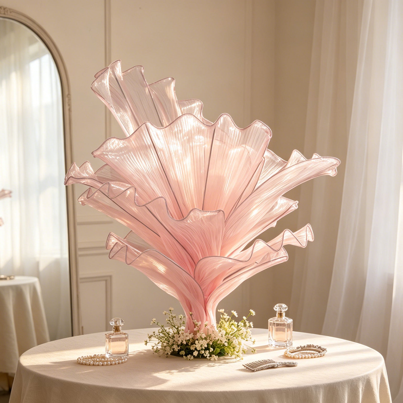 Flowerva Light Pink Table Flower Wedding Decoration (With Base)
