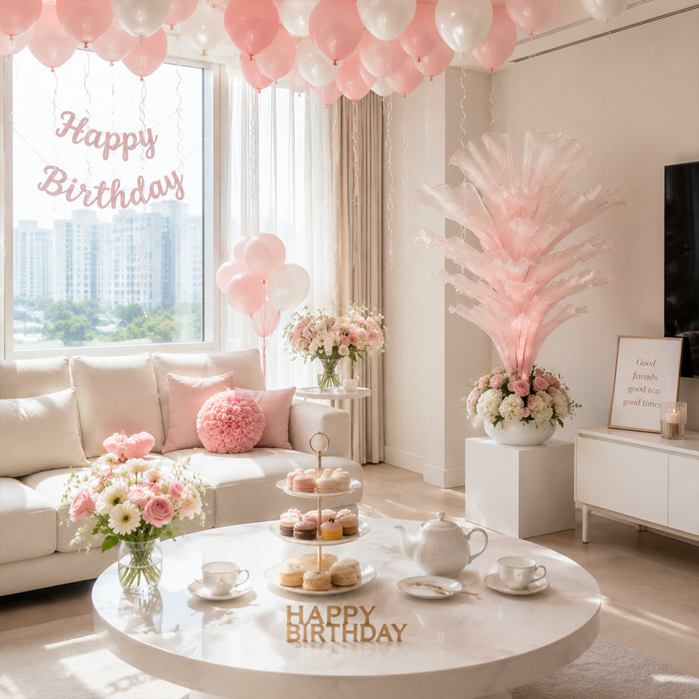 Flowerva Light Pink Table Flower Wedding Decoration (With Base)
