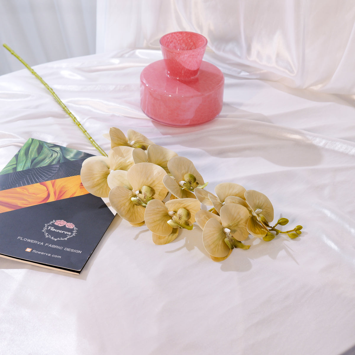 Flowerva Luxury Artificial Fabric Phalaenopsis Orchids Wedding & Event Decor