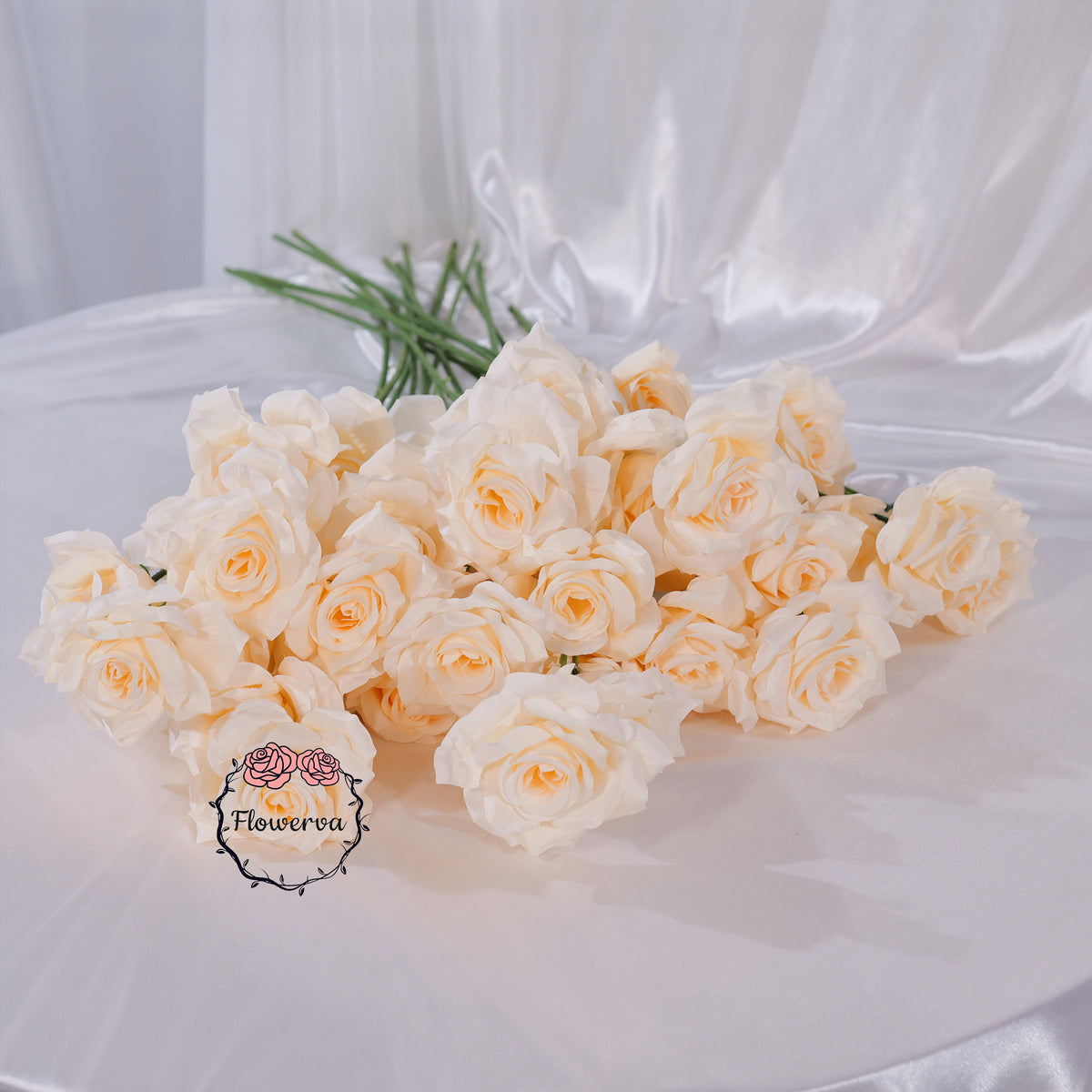 Flowerva Luxury Artificial Fabric Roses Wedding & Event Decor