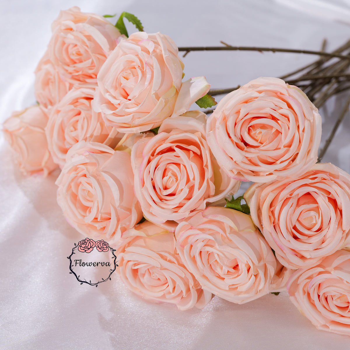 Flowerva Luxury Artificial Fabric Roses Wedding & Event Decor
